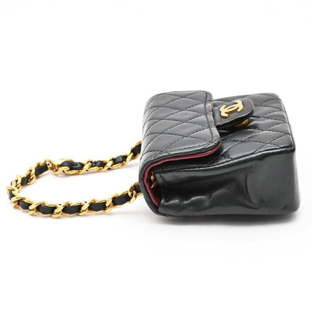 Chanel Matelasse Mini Chain Belt Leather Black Waist Bag Handbag - Picture 4 of 7